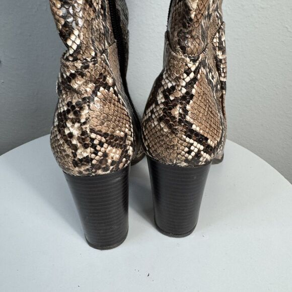 A New Day Faux Leather Snake Print Knee High Zip 3 1/2" Chunky Heel Boots sz 7.5 - Picture 6 of 8